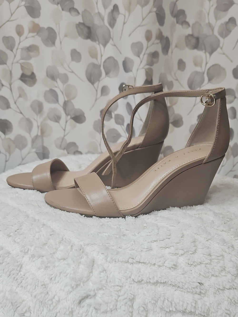 Women’s Tan Wedge Sandals with Ankle Strap